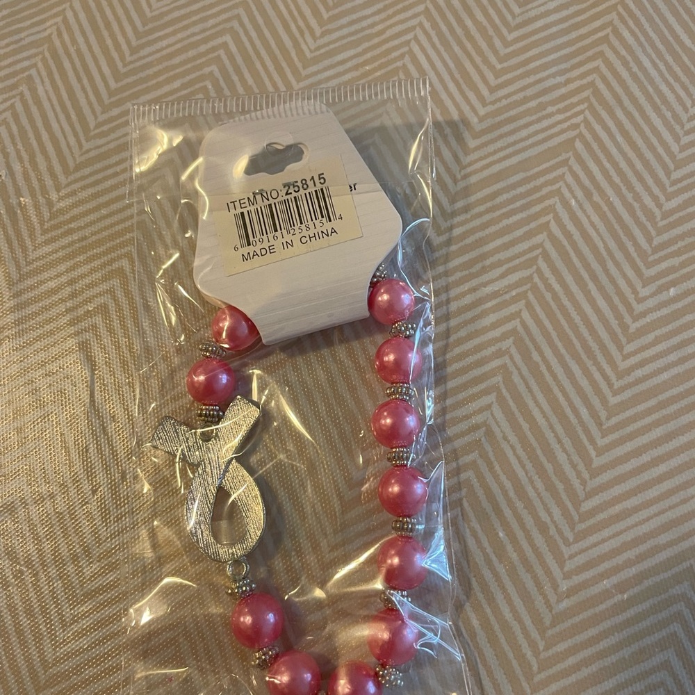 Dark pink Cancer ribbon bracelet - Picture 2 of 2